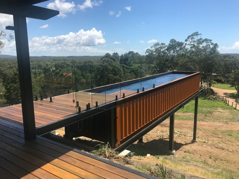 pool out of shipping container