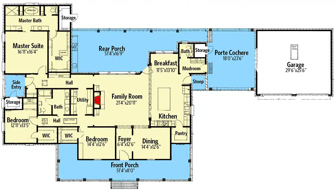 porte cochere house plan for sale