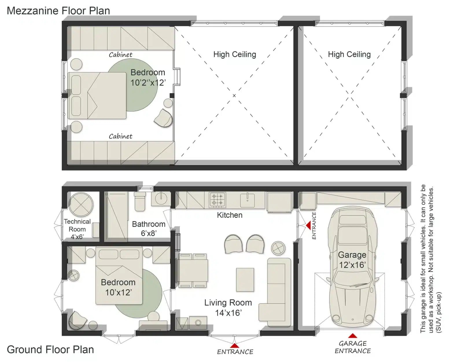 garagedominium house plan
